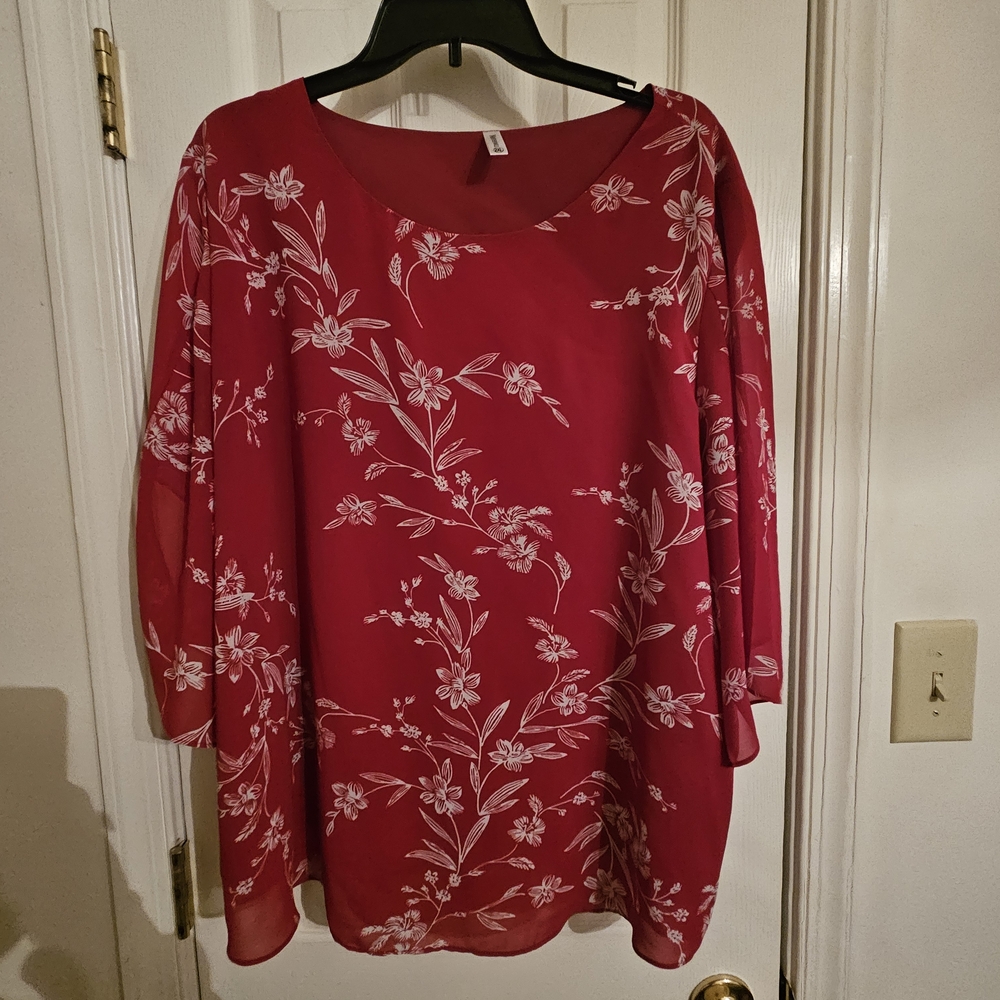 Floral Red Blouse